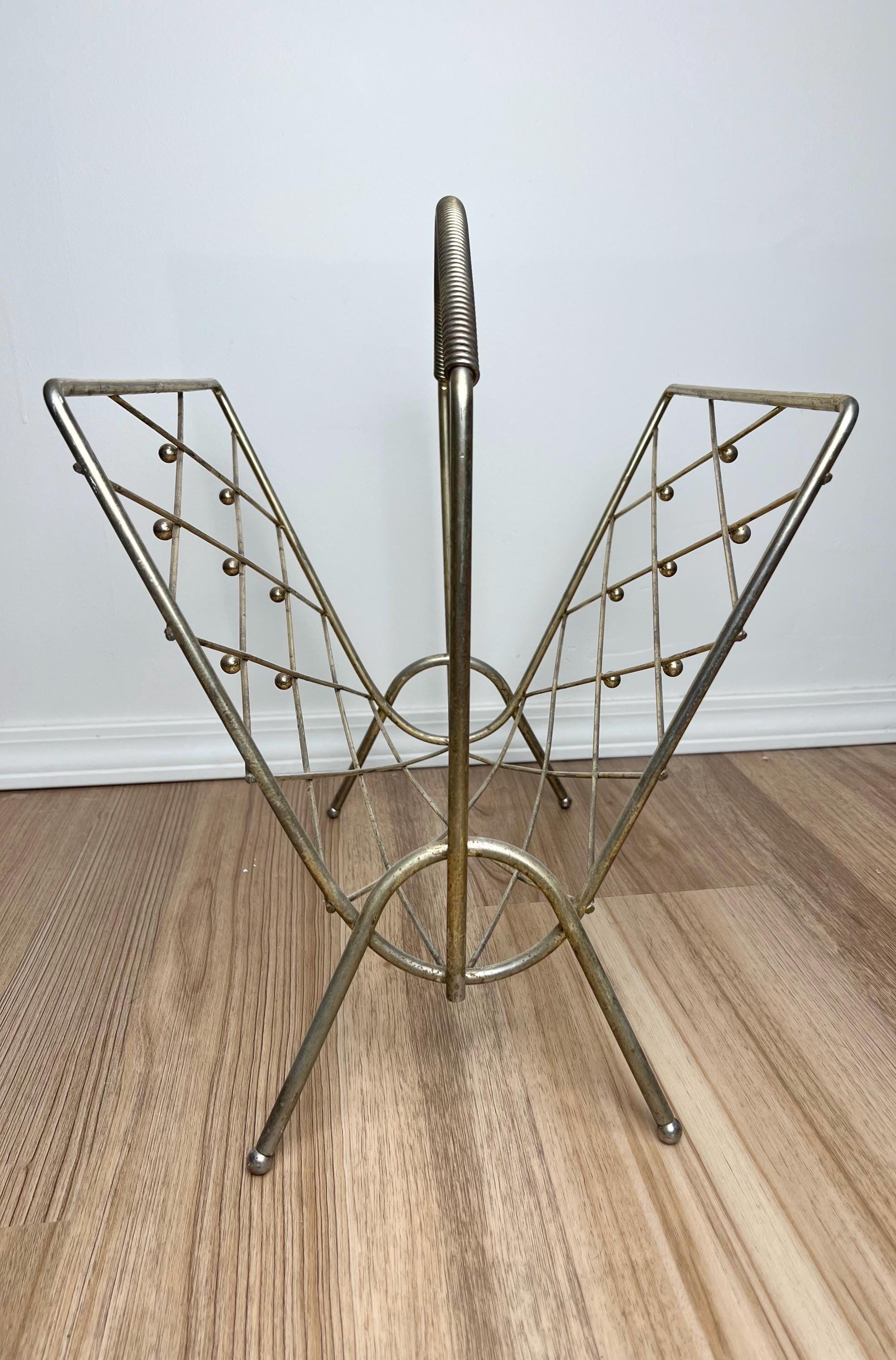 ヴィンテージミッドセンチュリーモダン真鍮マガジンラック - Etsy 日本