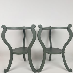 Pair of Green Plant Stand Pedestal End Side Table Night Stands