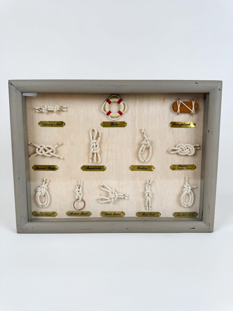 Vintage Nautical Knot Display - Framed Rope Art With Life Ring ...