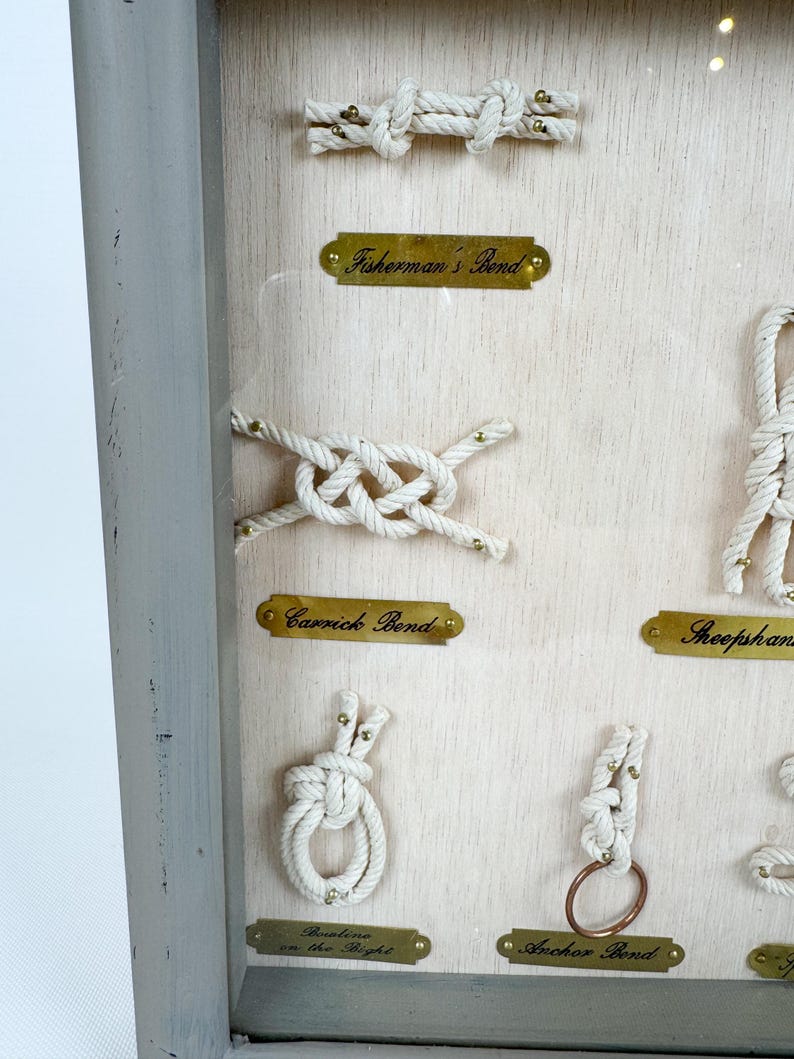 Vintage Nautical Knot Display - Framed Rope Art With Life Ring ...