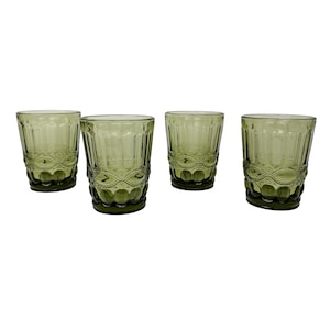 Set of 4 Midcentury Green Tumbler Glasses