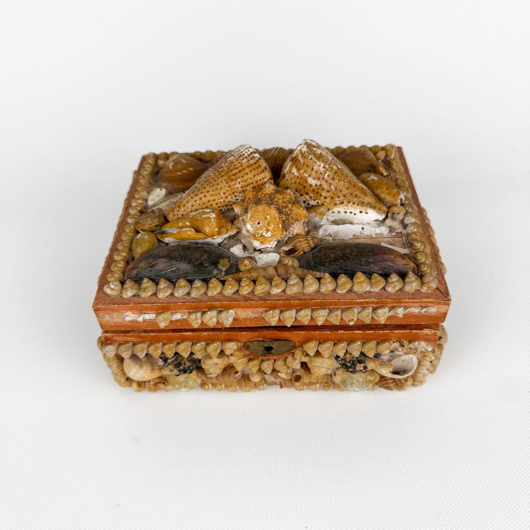 Vintage Handcrafted Sea Shell Wooden Jewelry Box - Etsy