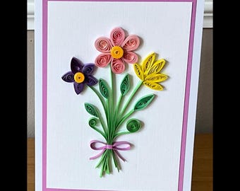 Handmade Quilled Flower Card: Colorful Paper Art for Any Occasion