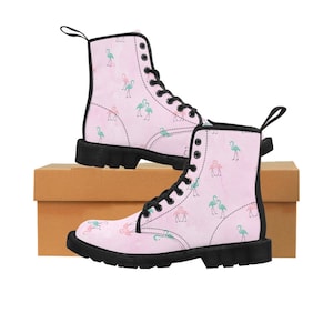Pink Flamingos Women&#39;s Canvas Boots