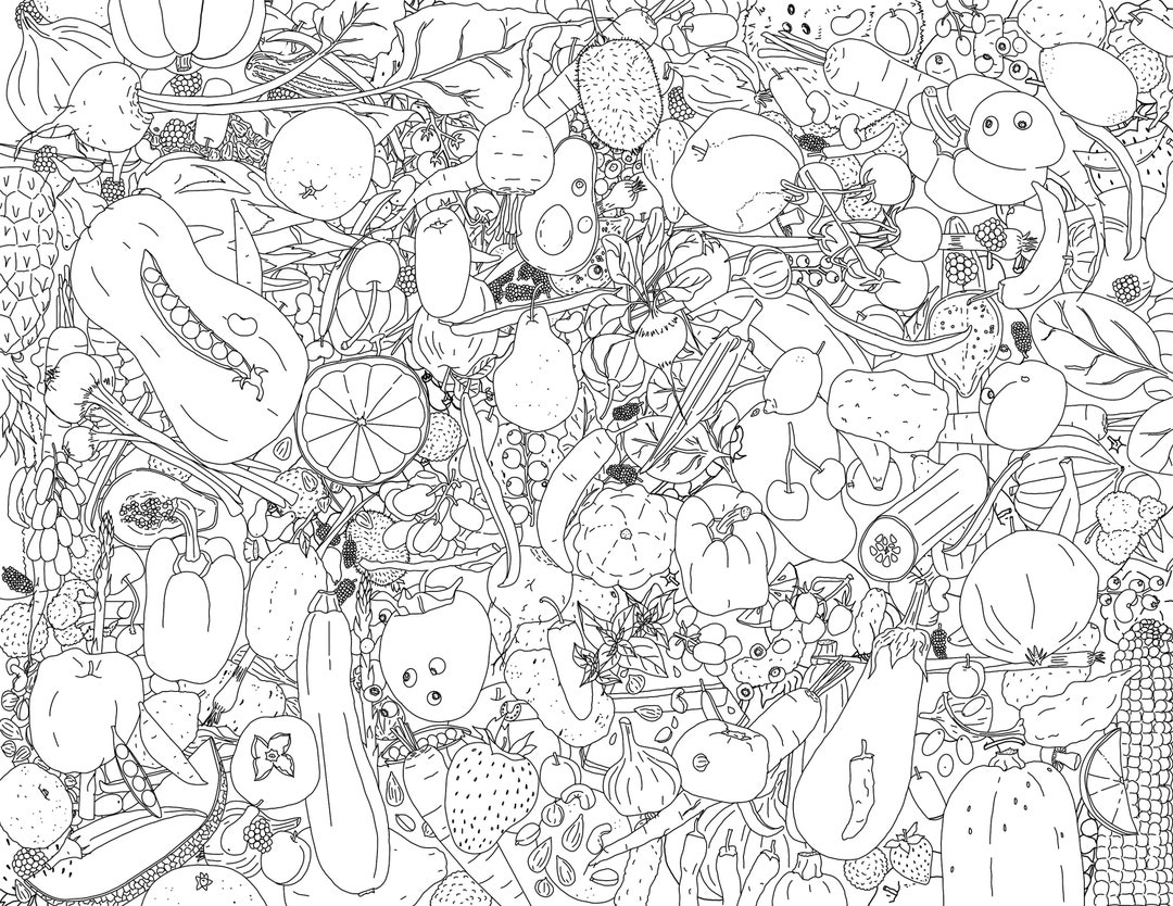 Fruits and Vegetables Coloring Page - Etsy