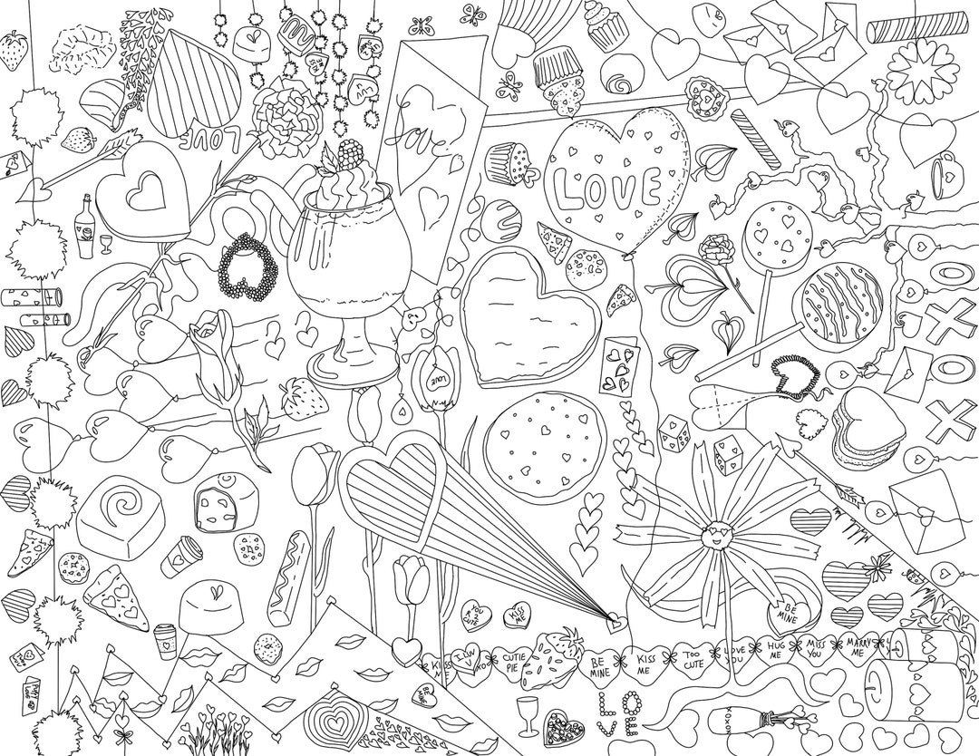 Valentine's Day Coloring Page - Etsy