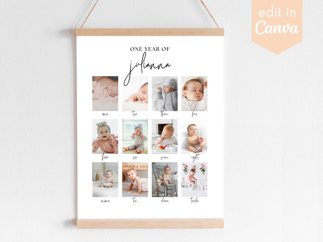 Printable Baby's First Year Poster Template, Editable Year in Picture ...