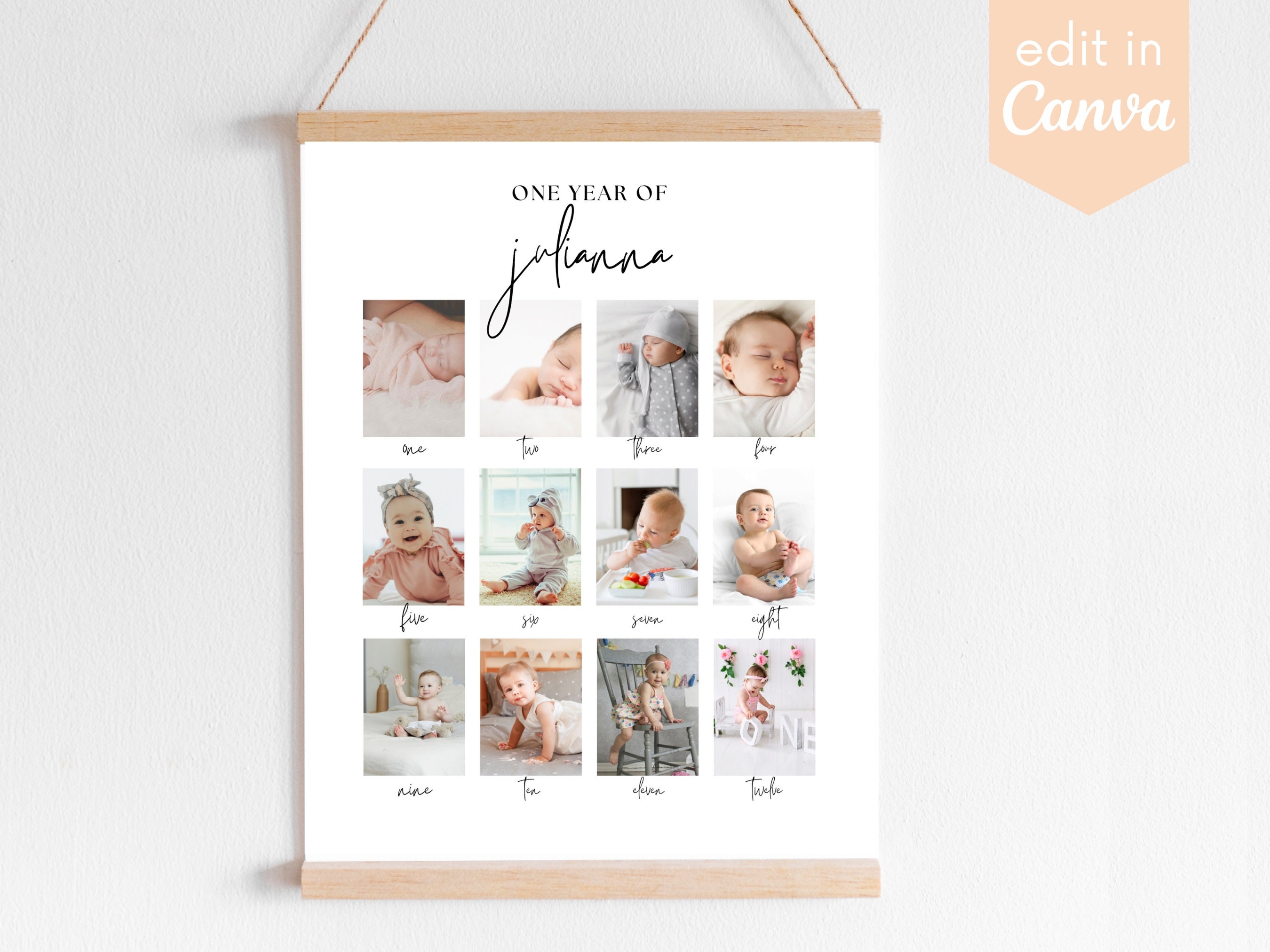 Printable Baby's First Year Poster Template, Editable Year in Picture ...