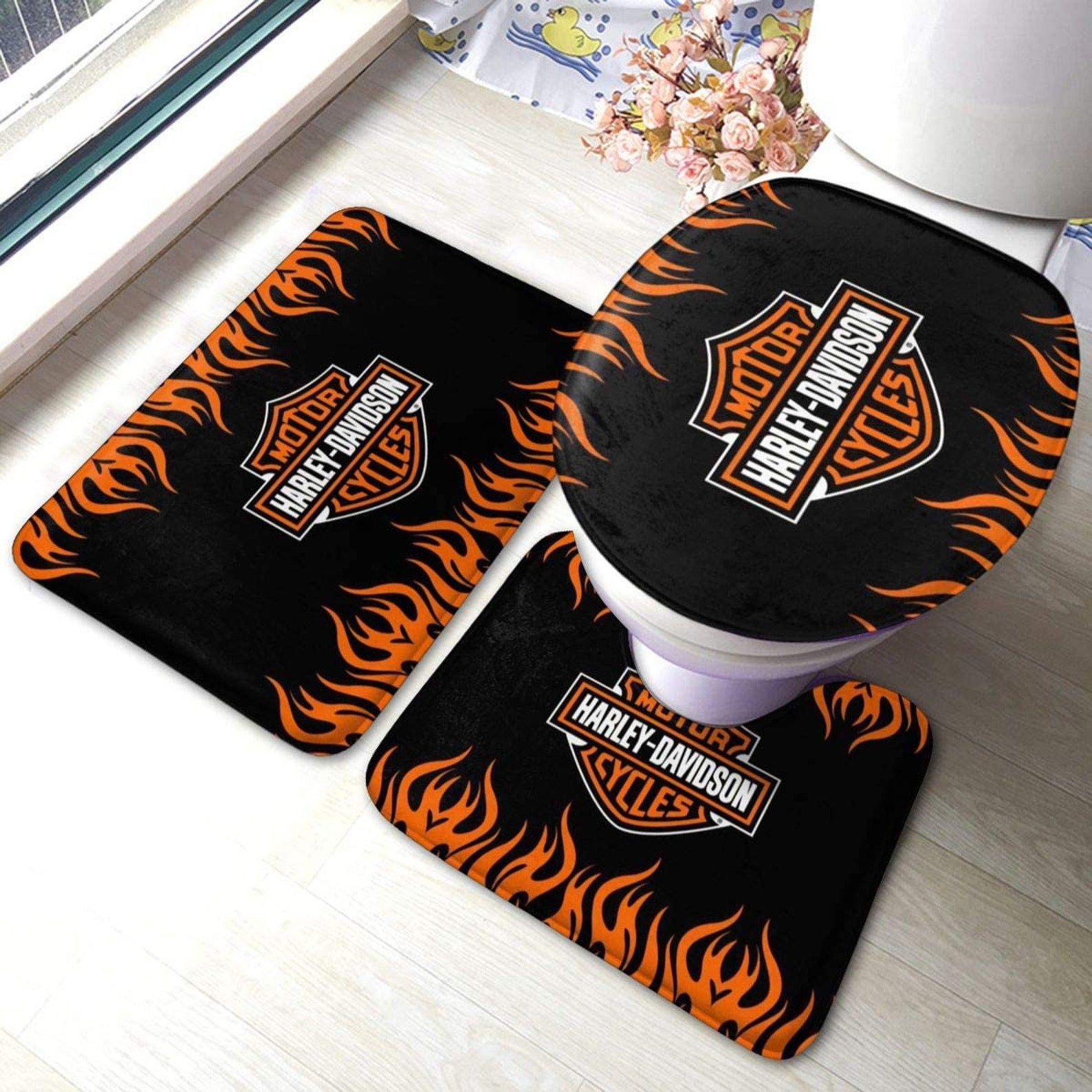 Harley Davidson Bathroom Carpet Set Harley Davidson Toilet Etsy