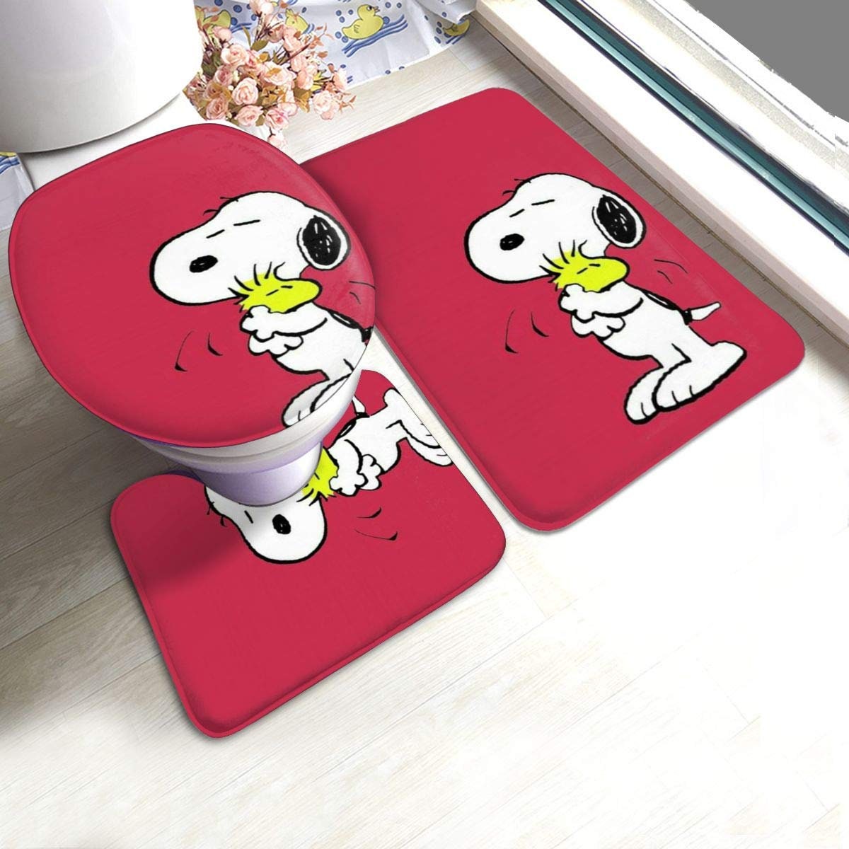 Snoopy Badezimmer Teppich Set Snoopy Toilettenmatte Set Etsy