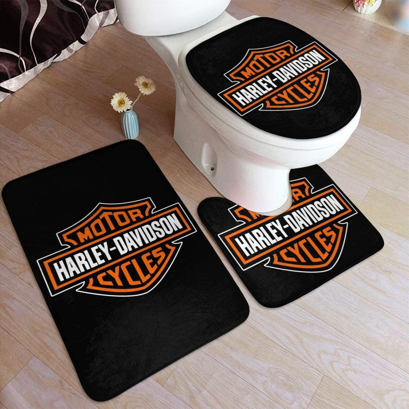 Harley Davidson Bathroom Carpet Set Harley Davidson Toilet Etsy