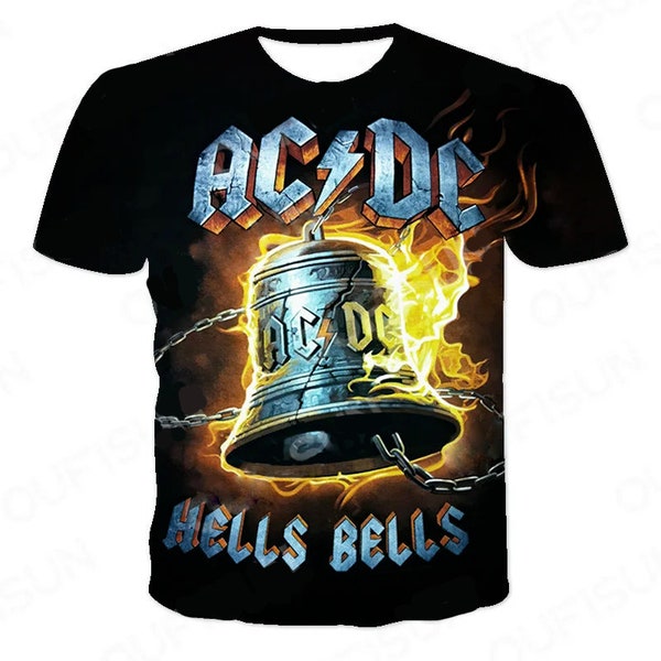 T-Shirt AC/DC ACDC Hells Bells Tour 24 3D Druck Power Up Tour, Rockband, Acdc Band T Shirt, Pwr up, Rock and Roll Band, ungetragen neu 6XL