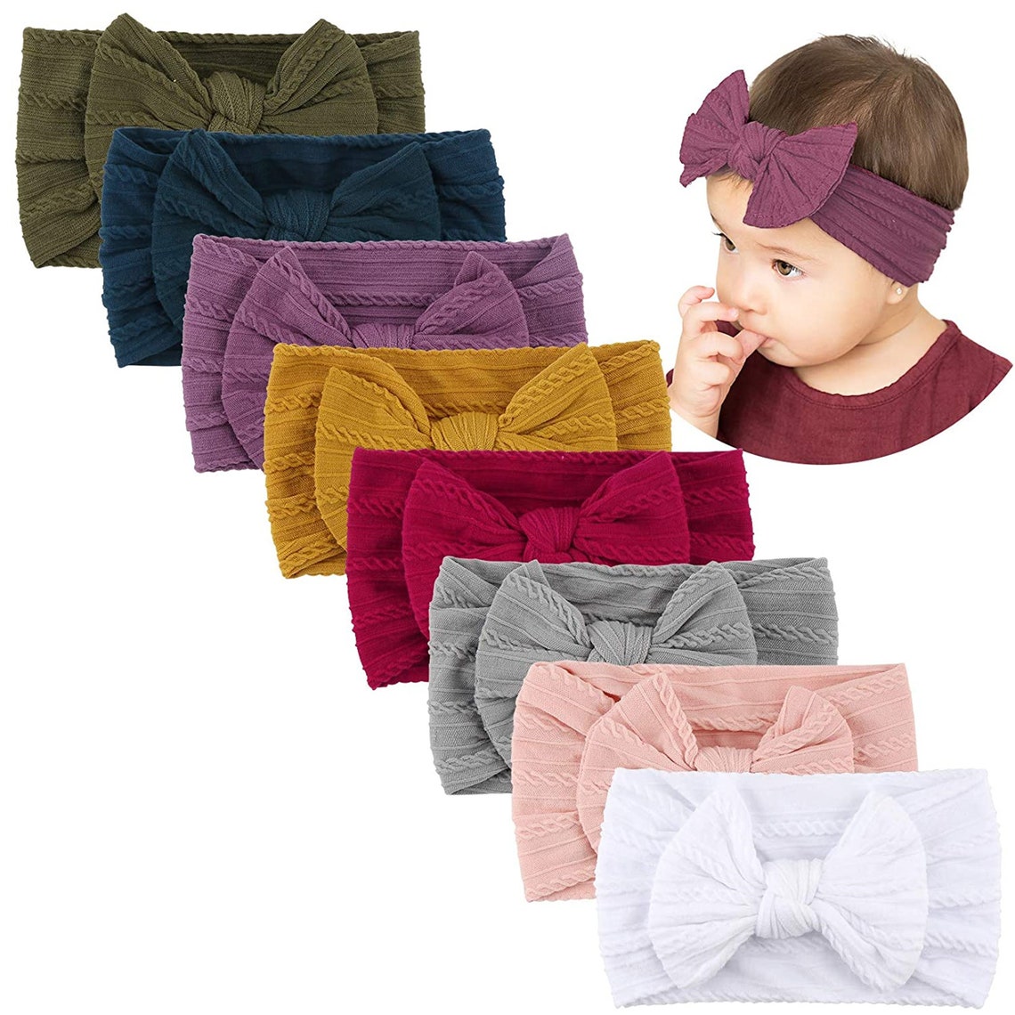 Handmade Baby Headbands Stretchy Nylon Headband with Bows for Etsy