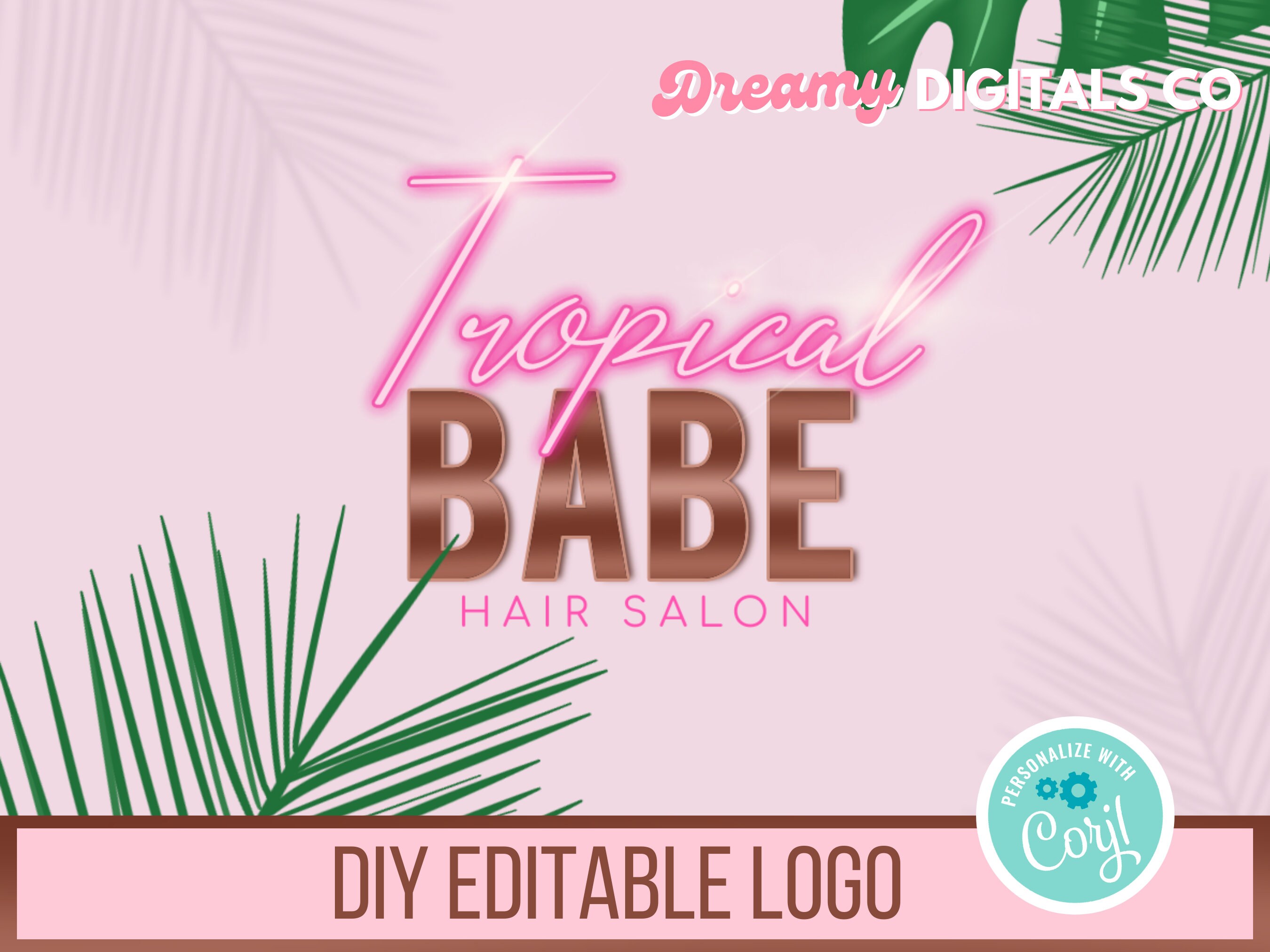 DIY Neon Pink Logo Tropical Style Metallic Hair Salon Lash - Etsy