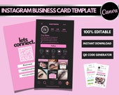 Instagram Business Card Template, Instagram Influencer, Blogger, Digital, Lash Tech, Aesthetics, Hair Salon, Nail Tech, Salon, QR Code, DIY
