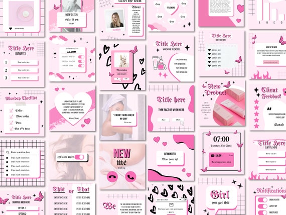 Pink Y2K Aesthetic Fashion Instagram Pack Graphics - YouWorkForThem