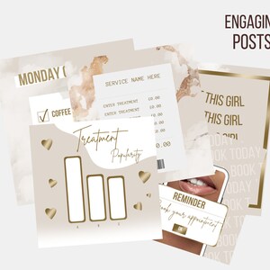 Beauty Instagram Post Templates, Neutral Gold Luxury Posts, Lash Flyers, Nail Tech, Girly, Social Media, Aesthetic, Canva, Fashion image 3