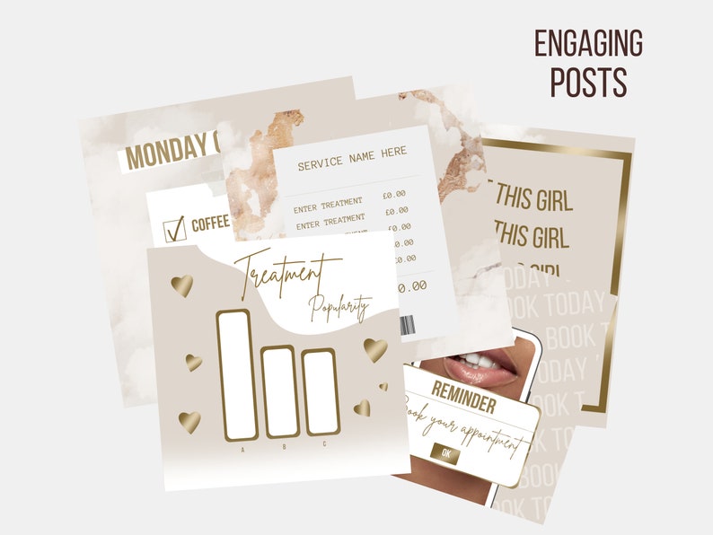 Beauty Instagram Post Templates, Neutral Gold Luxury Posts, Lash Flyers, Nail Tech, Girly, Social Media, Aesthetic, Canva, Fashion image 3