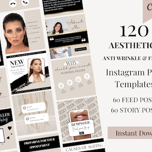 Anti wrinkle and Filler Instagram Post Templates, Neutral & Modern Luxury, Editable, Aesthetics Nurse, Injector, Cosmetic, Salon, Beauty