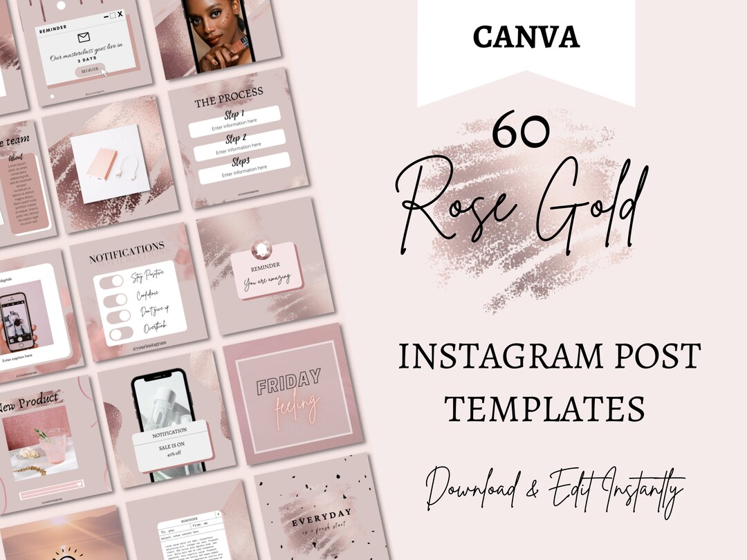 Glam Instagram Post Templates, Rose Gold Social Media, Canva Templates ...