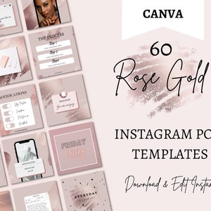 Glam Instagram Post Templates, Rose Gold Social Media, Canva Templates, Editable Flyers, Esthetician, Lash Tech, Nail, Hair, Salon, Babe