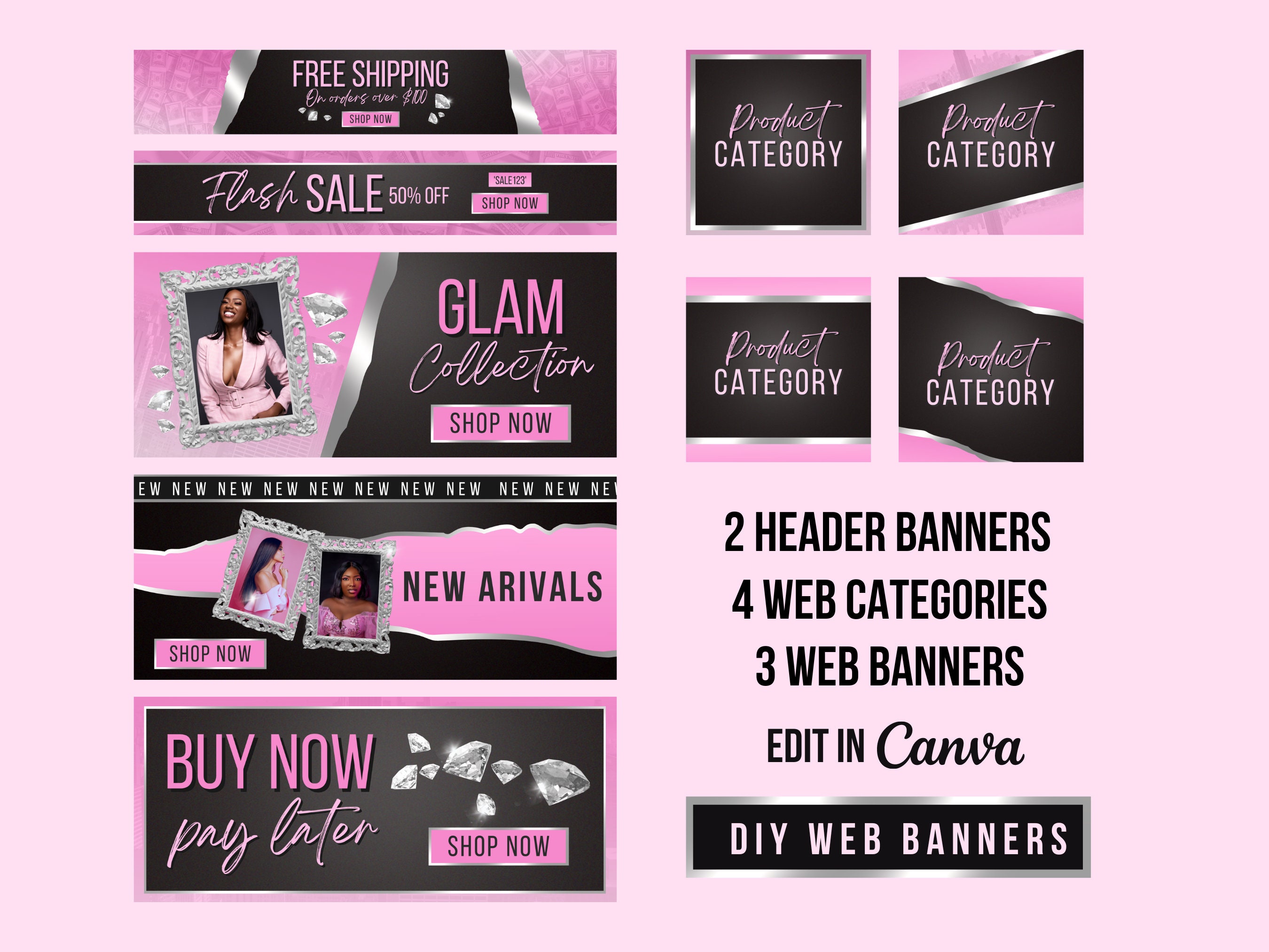 DIY  Banner Boutique site Banners Beauty  Banner Etsy