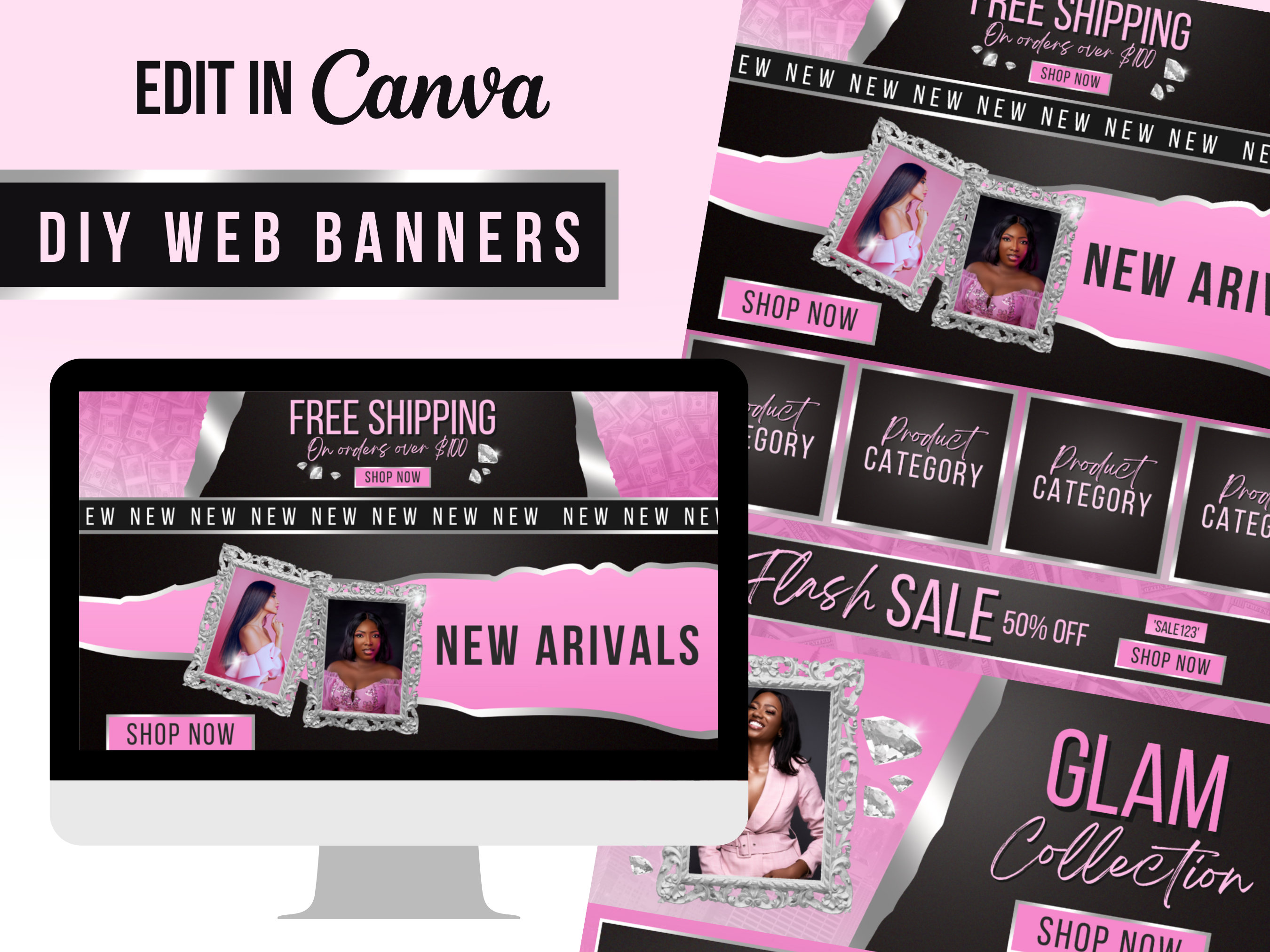 DIY  Banner Boutique site Banners Beauty  Banner Etsy