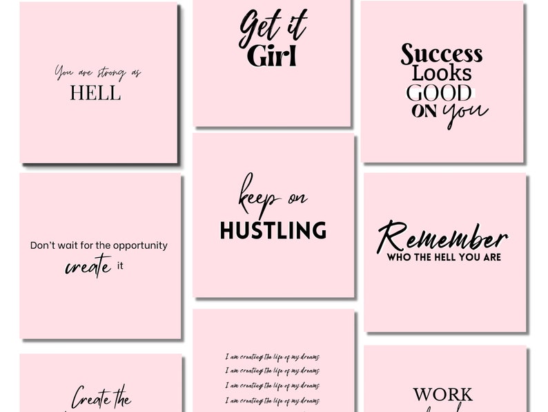 Boss Babe Quotes Instagram Editable Posts Pink Girl Boss Etsy Canada