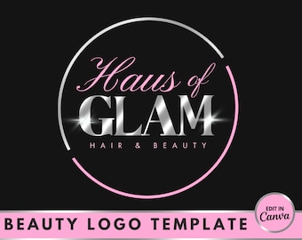 Pink Beauty Logo, DIY Pink Logo Set, Metallic Silver, Hair Branding, Lash Tech, Nail Tech, Aesthetics, Pink Branding Kit, Hair Extensions