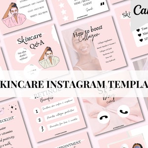 Instagram Post Templates Skincare Pink White, Kosmetikerin, Hautpflege Zitate, Ästhetik, Spa, Beauty, Marketing, Social Media, Salon, Produkt