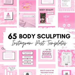 Body Sculpting Instagram Post Templates, Body Contouring Social Media Flyer, Pink, Esthetician, Branding, Salon, Beauty, Cool Sculpting, diy