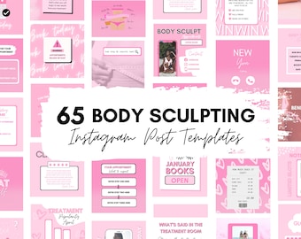 Body Sculpting Instagram Post Templates, Body Contouring Social Media Flyer, Pink, Esthetician, Branding, Salon, Beauty, Cool Sculpting, diy