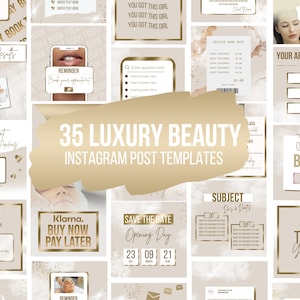 Beauty Instagram-postsjablonen, neutrale gouden luxe berichten, wimperflyers, nageltechnologie, girly, sociale media, esthetiek, canva, mode