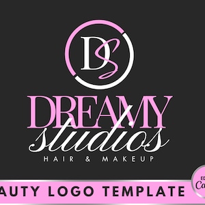 Pink Beauty Logo, DIY Canva Logo Set, Retro Pink, Hair Branding, Lash ...