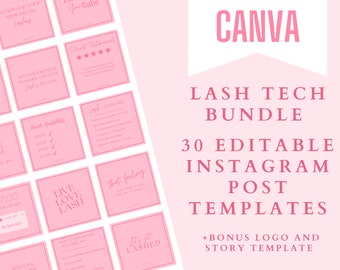 Lash Tech Instagram Post Templates Canva / Pink Beauty Instagram Posts / Beauty Instagram Post Templates Pink / Social Media Content