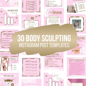 Body Sculpting Instagram Post Templates, Body Contouring Social Media Flyer, Pink, Esthetician, Branding, Salon, Beauty, Cool Sculpting, diy