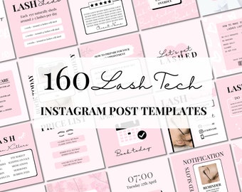 Plantillas de publicaciones de Instagram de Lash Tech, citas sobre pestañas, publicaciones sobre pestañas, kit de marca, folletos para redes sociales, publicaciones de belleza, plantillas de Canva, formularios de pestañas