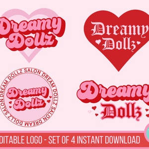 DIY Retro Logo Pink und Rot, Lash Logo Design, Funky Logo, Retro Logo, Nail Tech, Lash Tech, Beauty Branding, Pink Logo, Haar Logo, Boutique