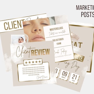 Beauty Instagram Post Templates, Neutral Gold Luxury Posts, Lash Flyers, Nail Tech, Girly, Social Media, Aesthetic, Canva, Fashion image 5