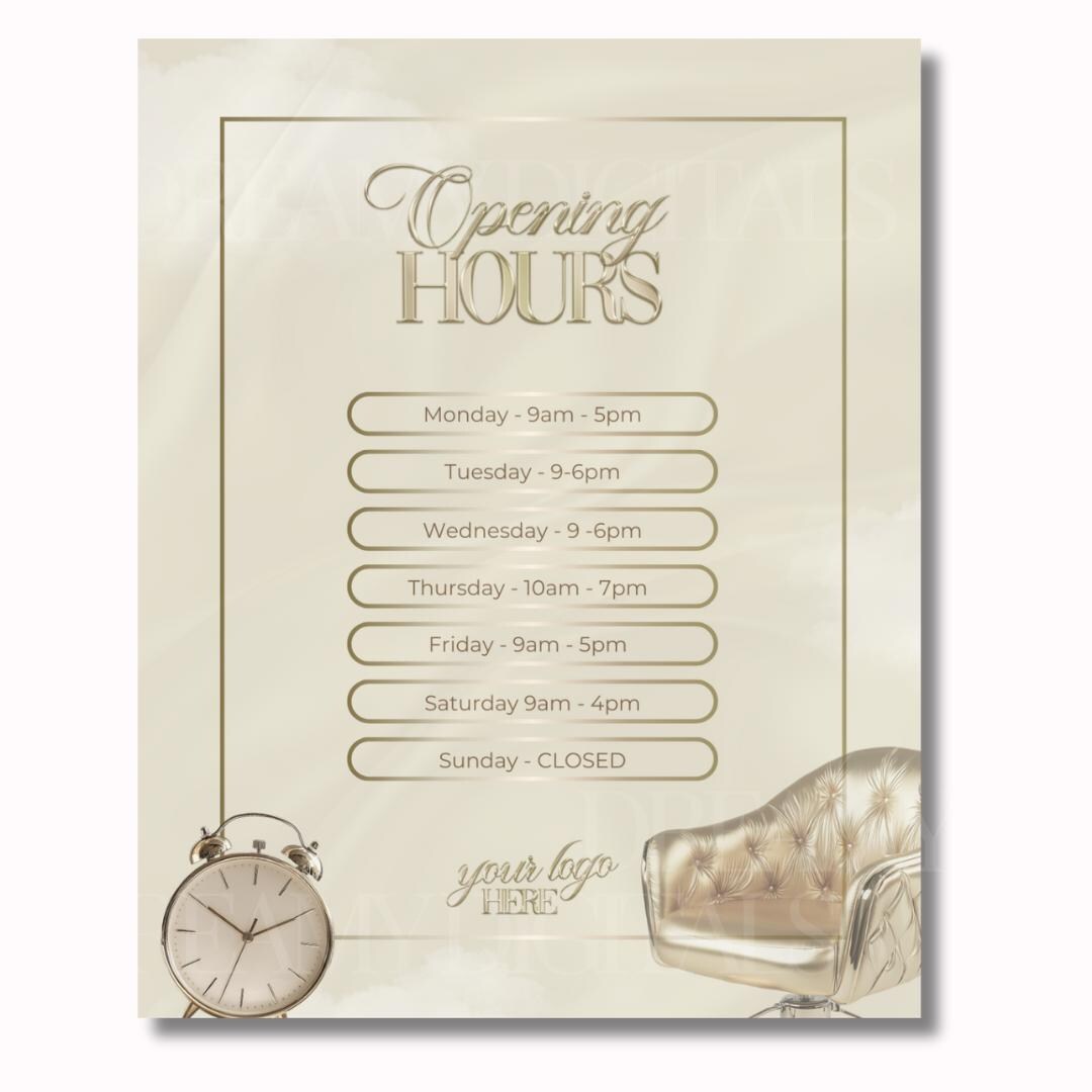 Salon Operating Hours Example Opening Hours Instagram Template, Aesthetics Templates, Lash Tech ...