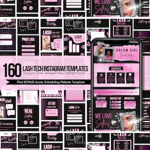Lash Tech Instagram Post Templates, Lash Quotes, Acuity, Branding Kit, Social Media Flyers, Beauty Posts, Highlight Covers, Lash Forms