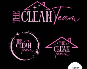 Logotipo de servicios de limpieza, logotipo de bricolaje, logotipo de limpiador, diseño de logotipo de limpieza, plantilla de logotipo de Canva, logotipo de limpieza, logotipo de pequeña empresa, logotipo rosa