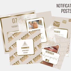 Beauty Instagram Post Templates, Neutral Gold Luxury Posts, Lash Flyers, Nail Tech, Girly, Social Media, Aesthetic, Canva, Fashion image 2