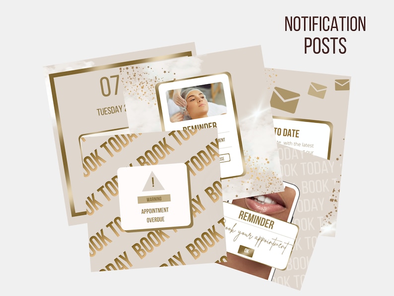 Beauty Instagram Post Templates, Neutral Gold Luxury Posts, Lash Flyers, Nail Tech, Girly, Social Media, Aesthetic, Canva, Fashion image 2