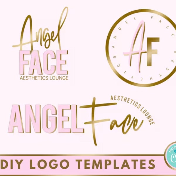 Beauty Logo DIY, Pink Gold Logo, Aesthetics Nurse, Botox Filler, Lash Tech, Hair Branding, Nail Tech, Beauty Branding Kit, Metallic, Clouds