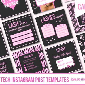 Lash Tech Instagram Post Templates, Lash Quotes, Lash Posts, Branding Kit, Social Media Flyers, Beauty Posts, Canva Templates, Lash Forms