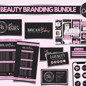 Beauty Branding Kit Canva, DIY Logo Set, Visitenkarte, Gutschein, Instagram Flyer, Highlight Cover, Branding Bundle, Wimpern, Nägel, Haare