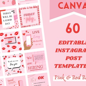 Pink & Red Colorful Instagram Post Templates, Beauty Templates, Retro Style, Social Media Flyer, Canva Templates, Lash Tech, Nail Tech