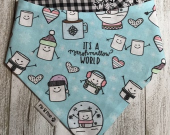 Winter dog bandana/ marshmallow world  bandana / Snap on and reversible/ Cat bandana/ Dog bandana Canada