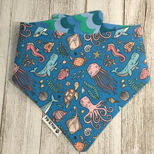 Sea dog bandana / Sea creature bandana / Two sided bandana / Cat bandana / Dog bandana Canada / Snap on bandana / Custom available image 2